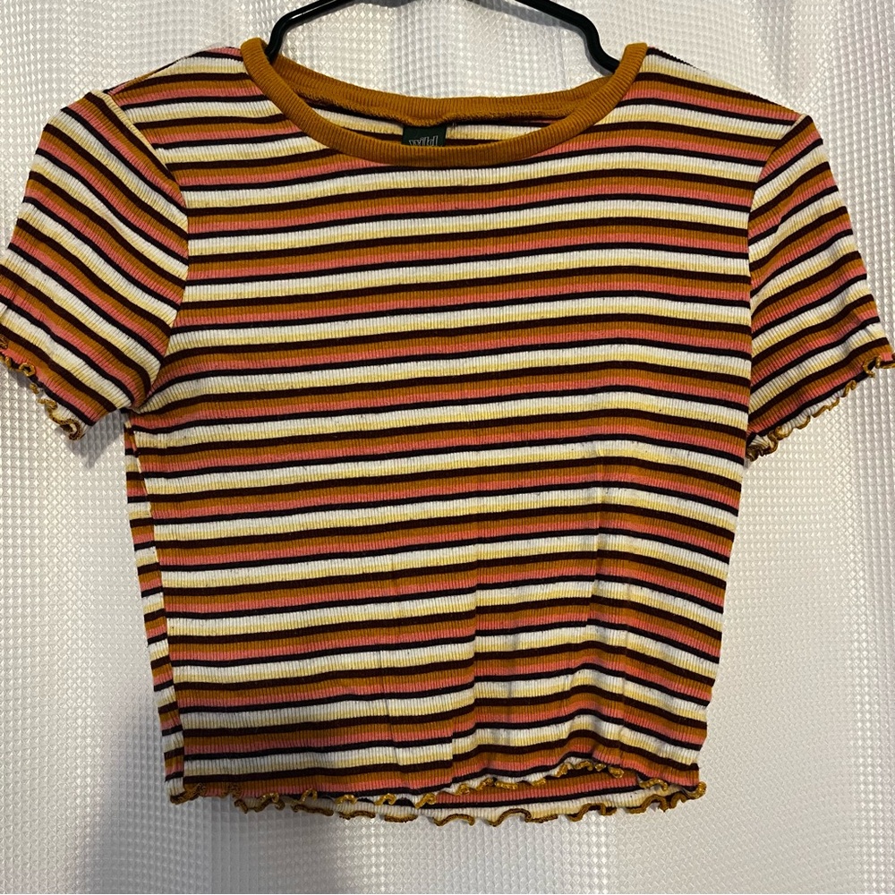 Striped Multicolor Crop Top—Wild Fable—Size Small—Short Sleeve